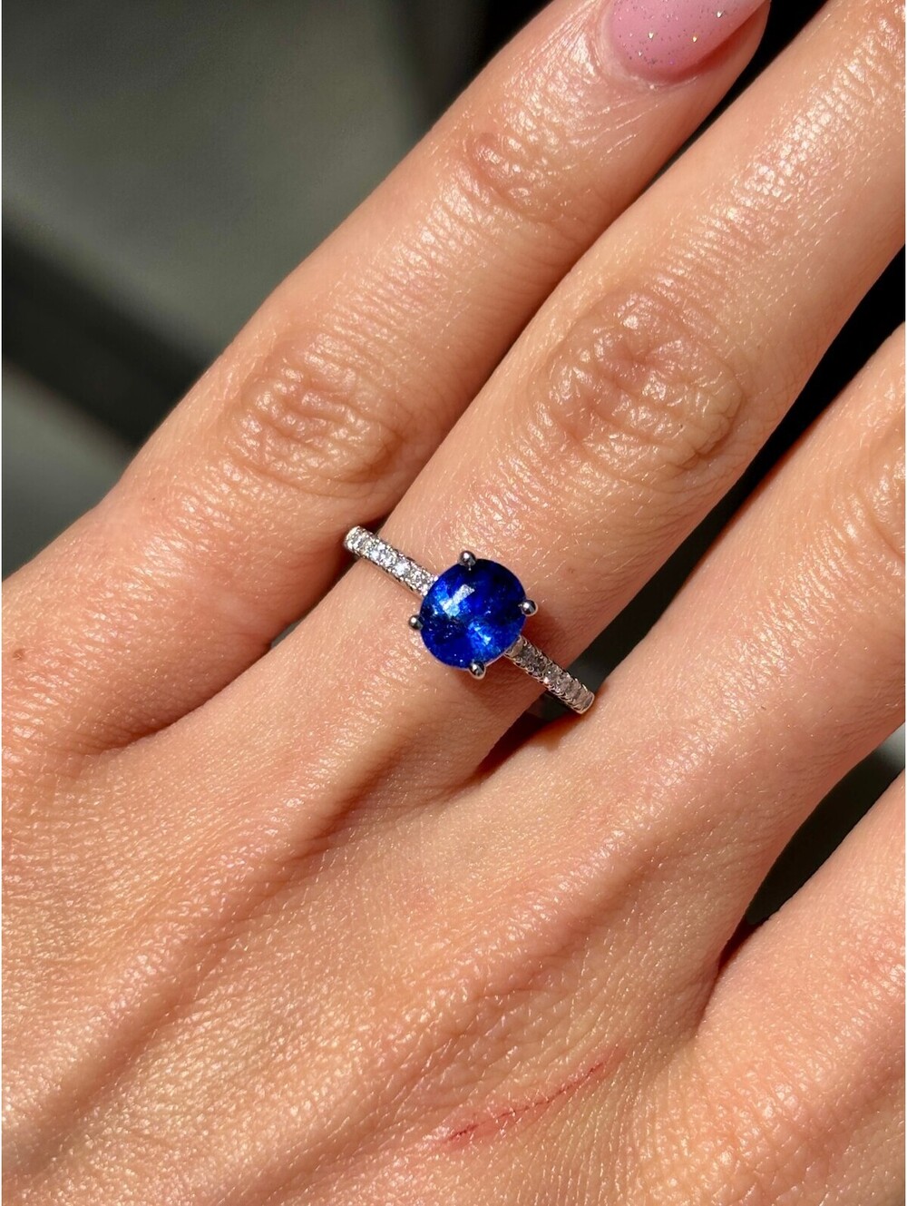 18k White Gold Natural Sapphire Ring 1.87 tcw GIA certified